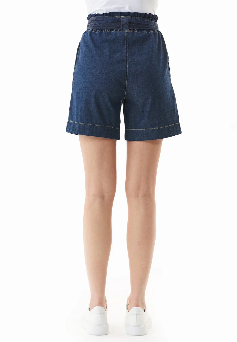 Paperbag-Shorts aus Bio-Baumwolle in Denim-Optik