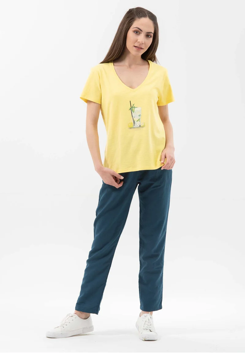 T-Shirt aus Bio-Baumwolle mit V-Ausschnitt