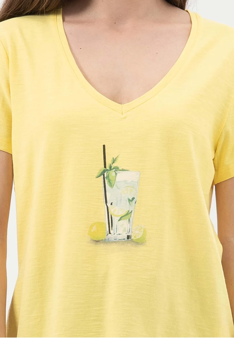 T-Shirt aus Bio-Baumwolle mit V-Ausschnitt
