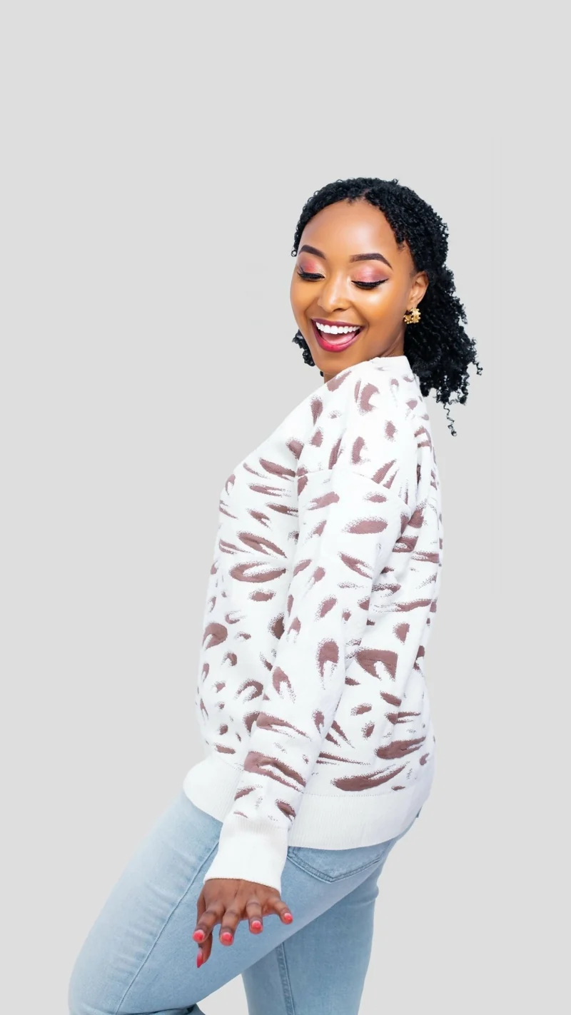 The Fashion Frenzy Printed Pullover Sweater - White
