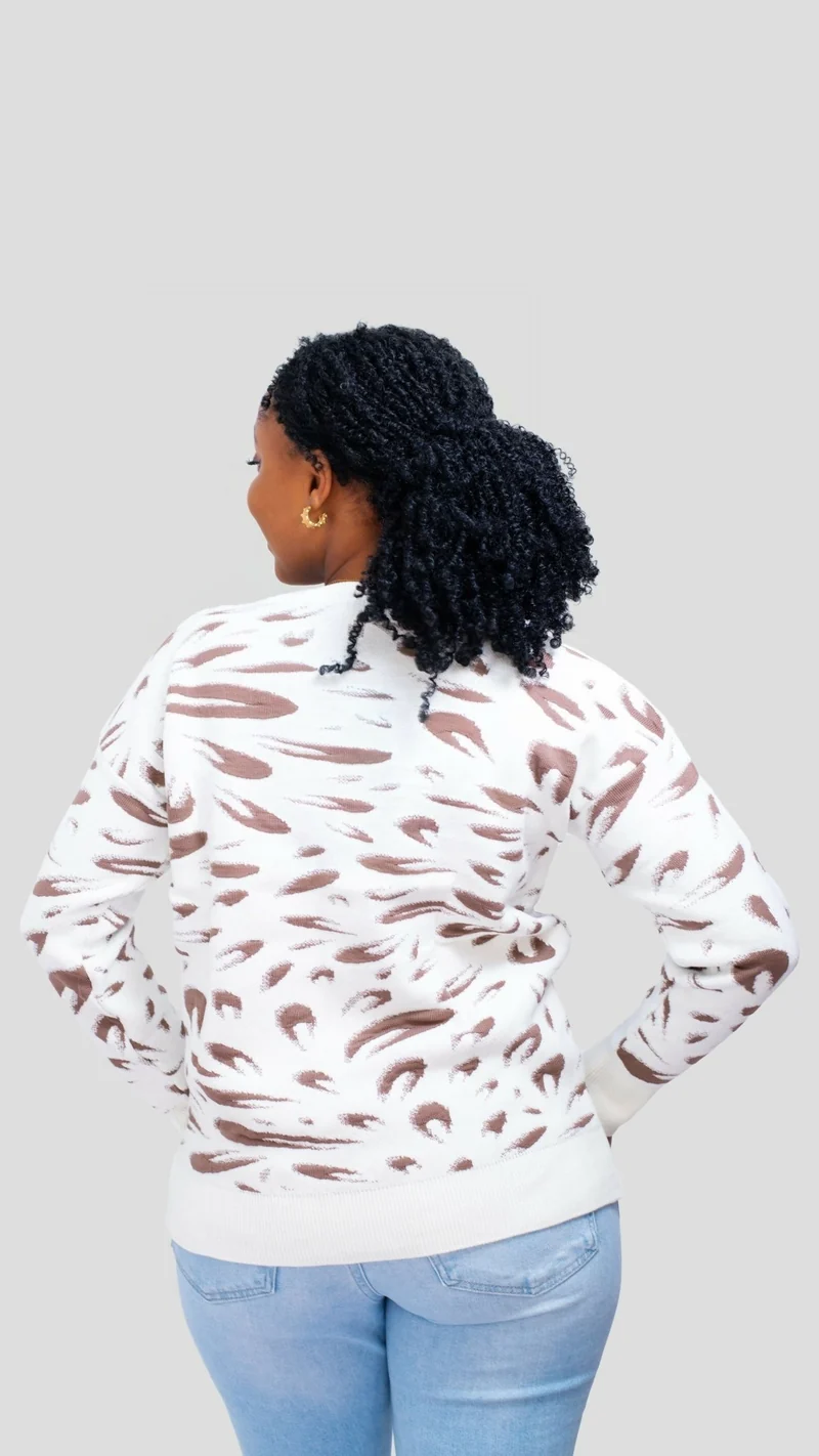 The Fashion Frenzy Printed Pullover Sweater - White