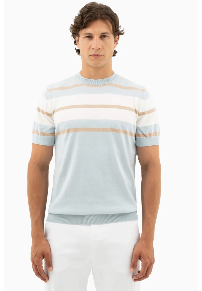 Feinstrick-T-Shirt aus Bio-Baumwolle mit Streifen