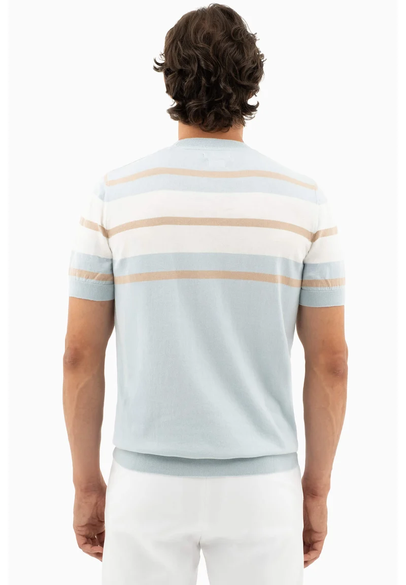 Feinstrick-T-Shirt aus Bio-Baumwolle mit Streifen