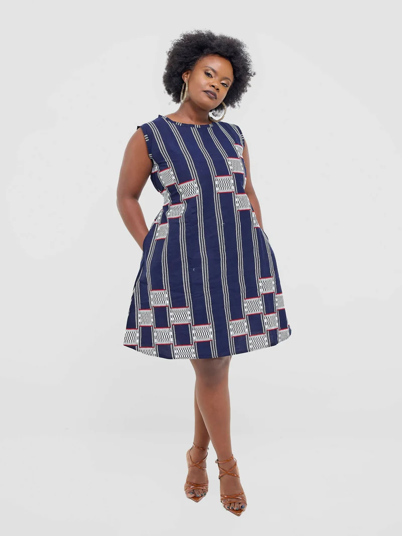 Lokali Dala Shift Dress - Navy Blue