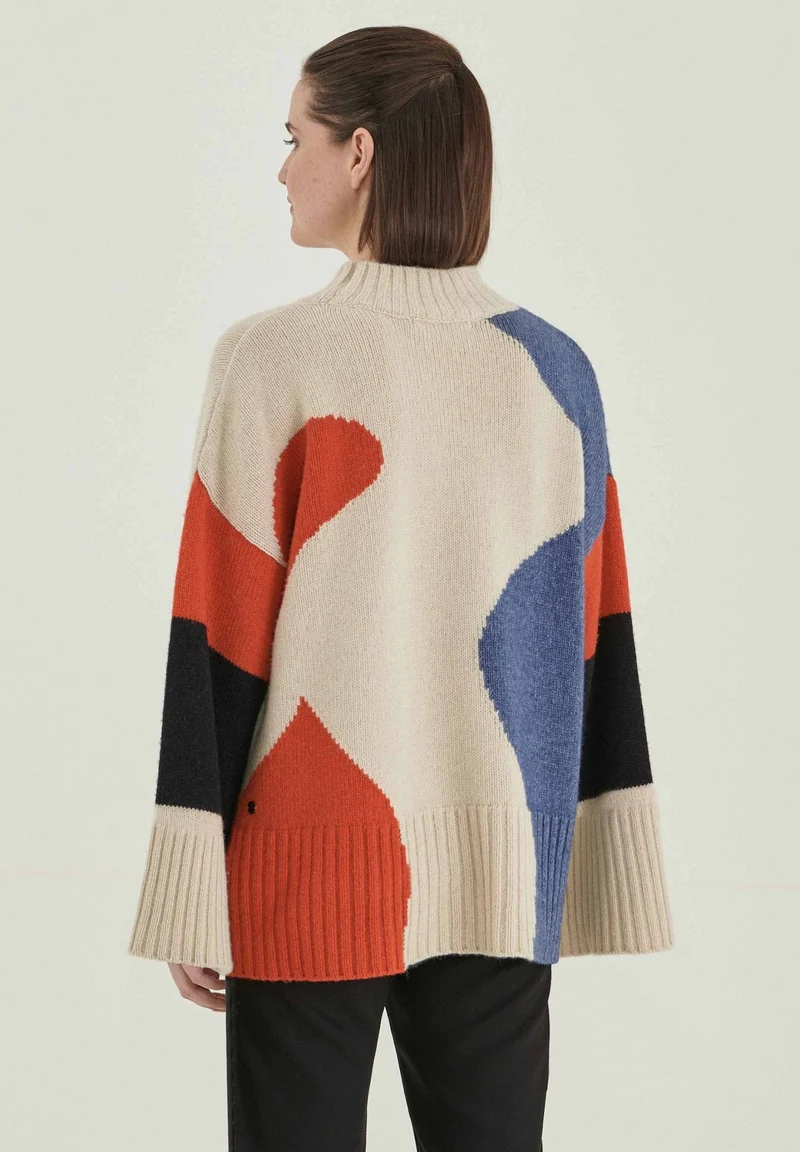 Stehkragen-Pullover aus Bio-Merinowolle und Bio-Baumwolle