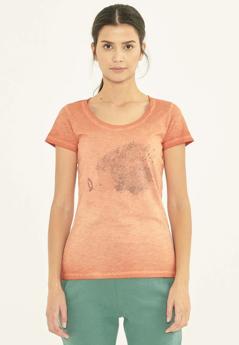 Garment Dyed T-Shirt aus Bio-Baumwolle mit Igel-Print