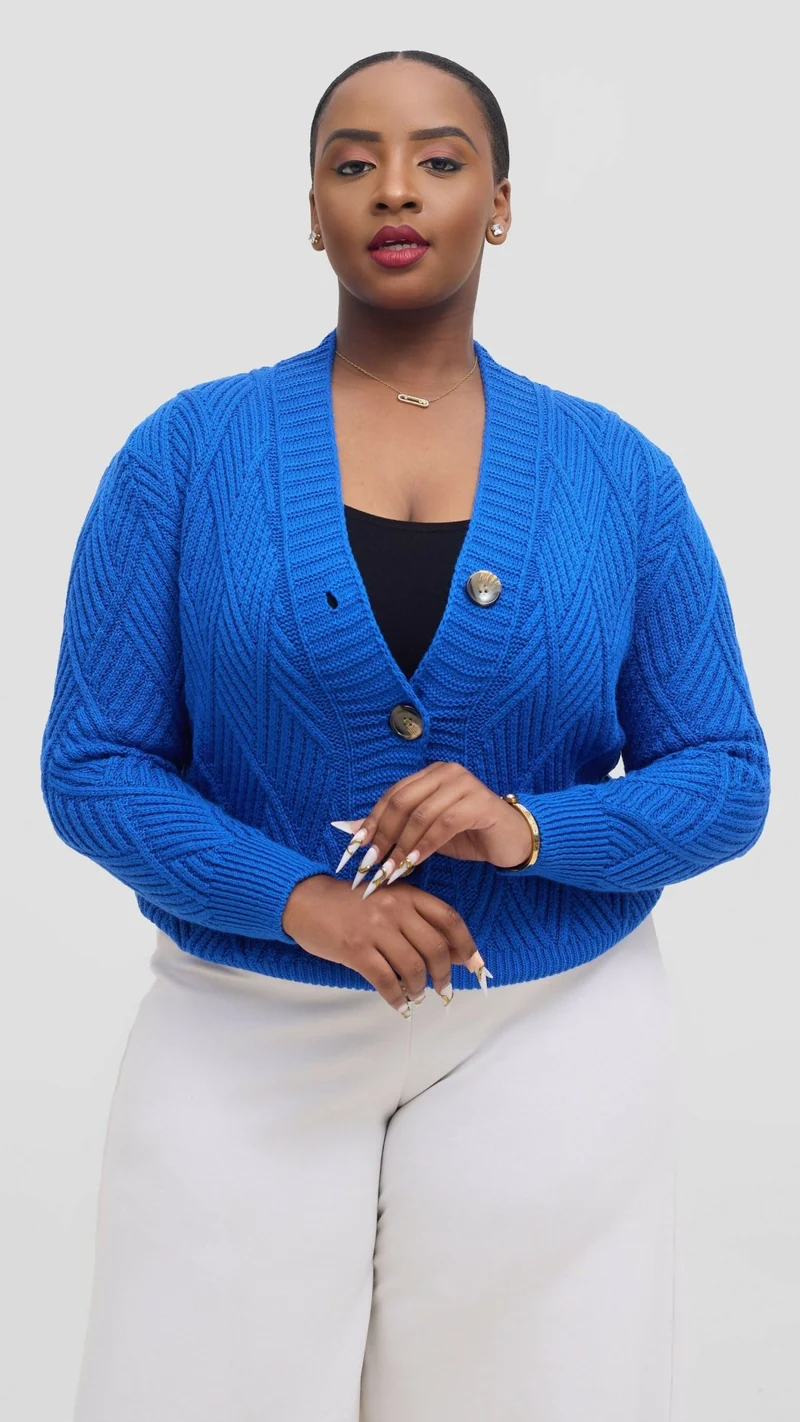 Fashion Frenzy Button Cardigan Sweater - Blue