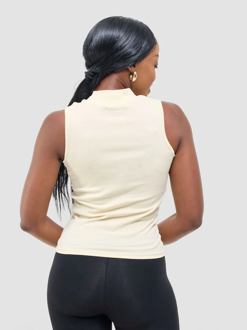Anel's Knitwear Sleeveless Turtle Neck Top - Cream