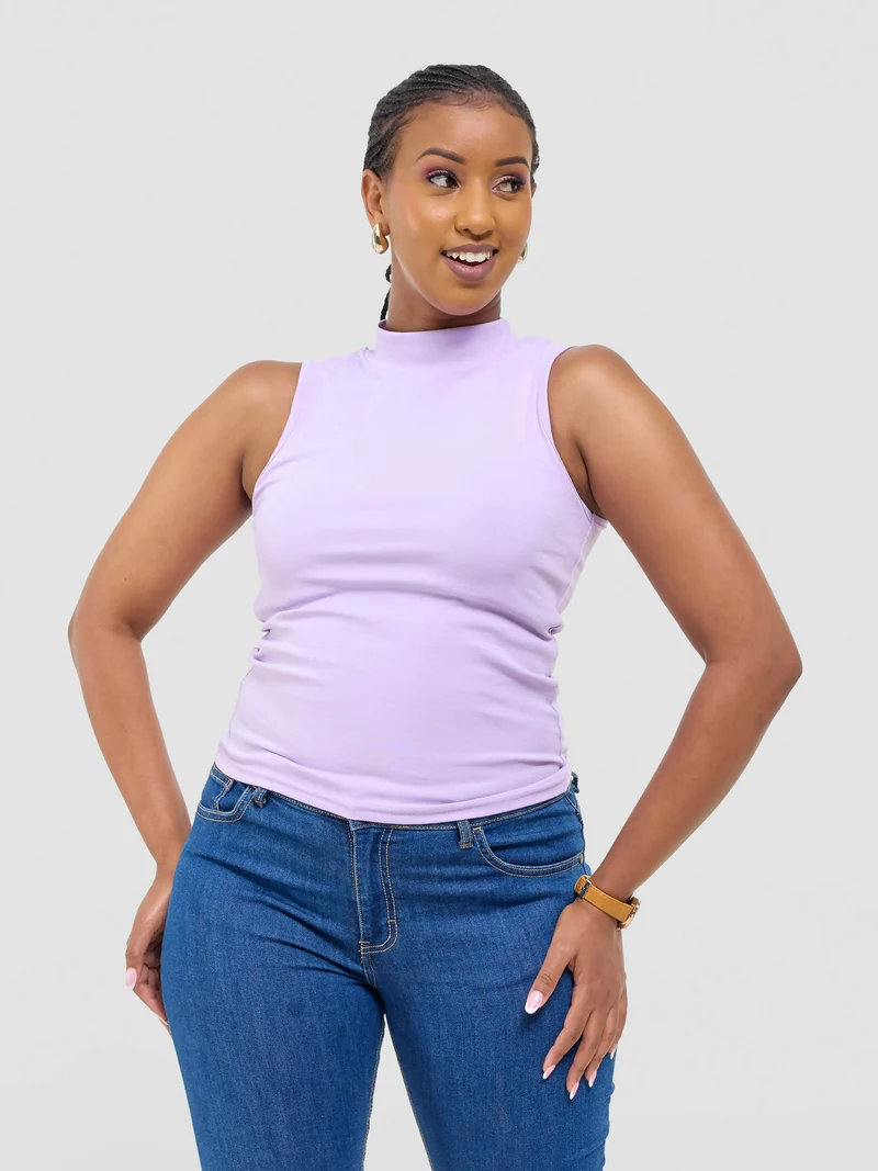 Anel's Knitwear Sleeveless Turtle Neck Top - Lilac