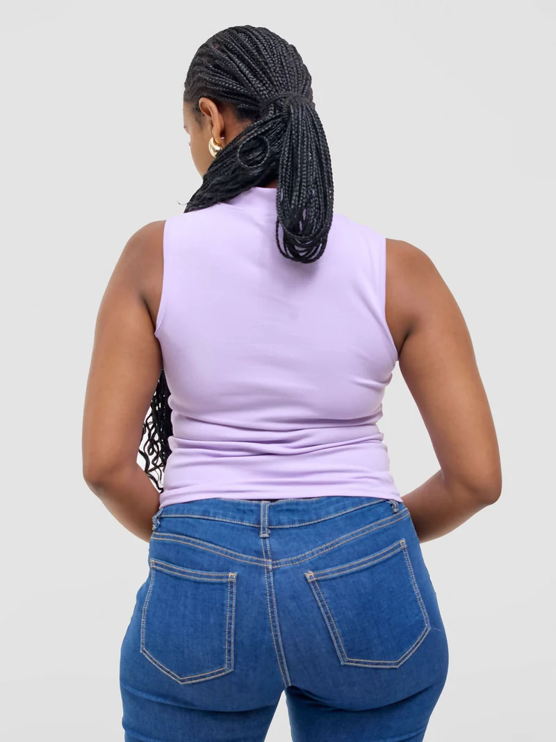 Anel's Knitwear Sleeveless Turtle Neck Top - Lilac