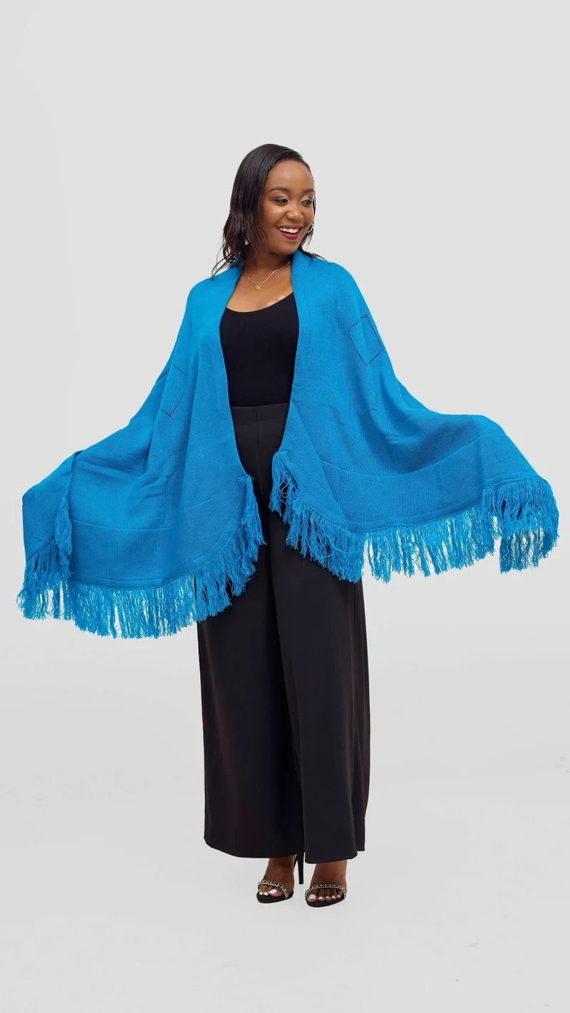 Anel's Diamond Poncho - Blue