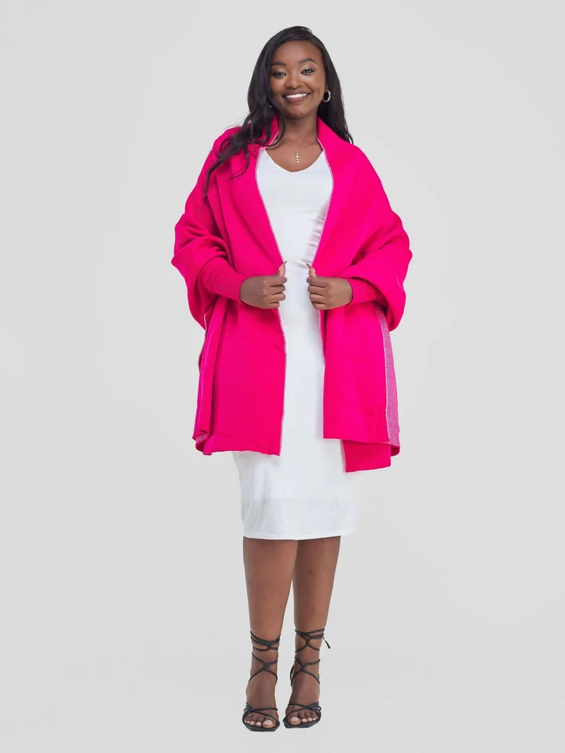 Anel's Knitwear Sassy Shawl Poncho - Hot Pink