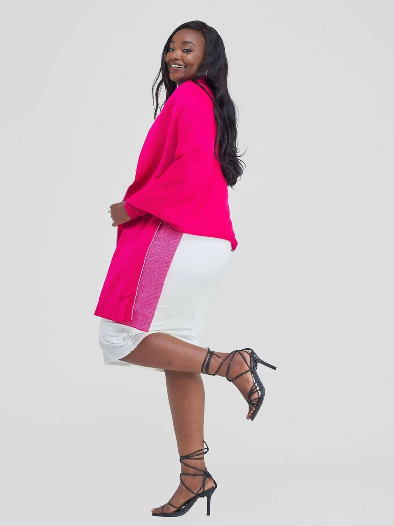 Anel's Knitwear Sassy Shawl Poncho - Hot Pink