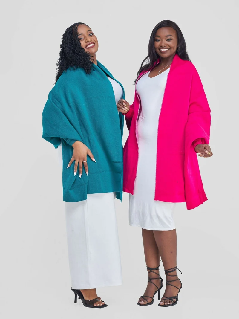 Anel's Knitwear Sassy Shawl Poncho - Hot Pink