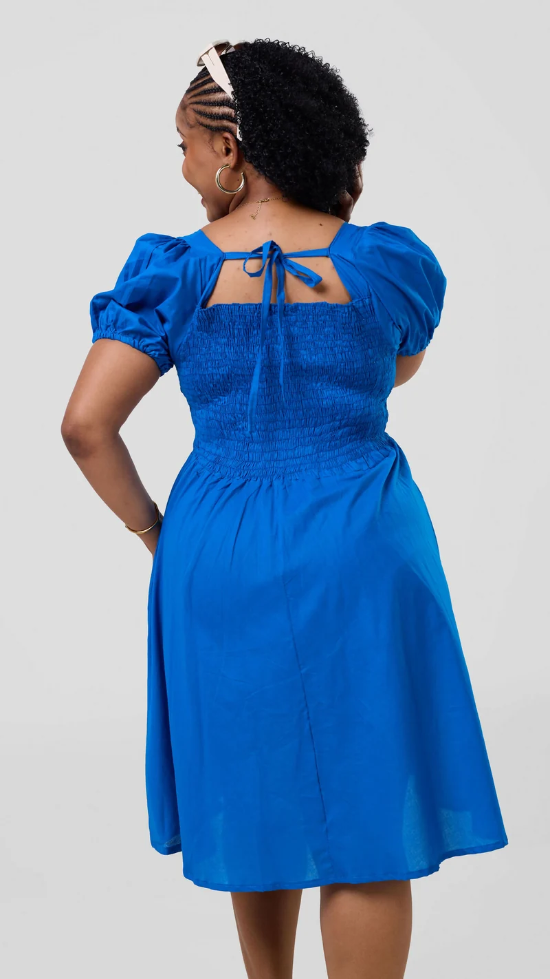 Vazi Afriq Cotton Sunny Dress - Blue