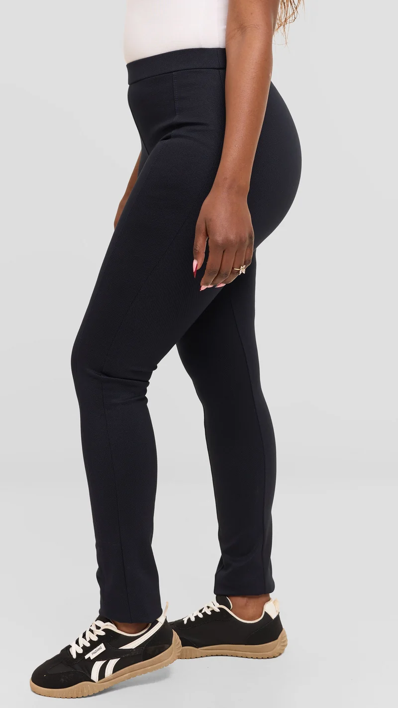 Vivo Dotted Panelled Leisure Pants in Ponte - Navy Dotted