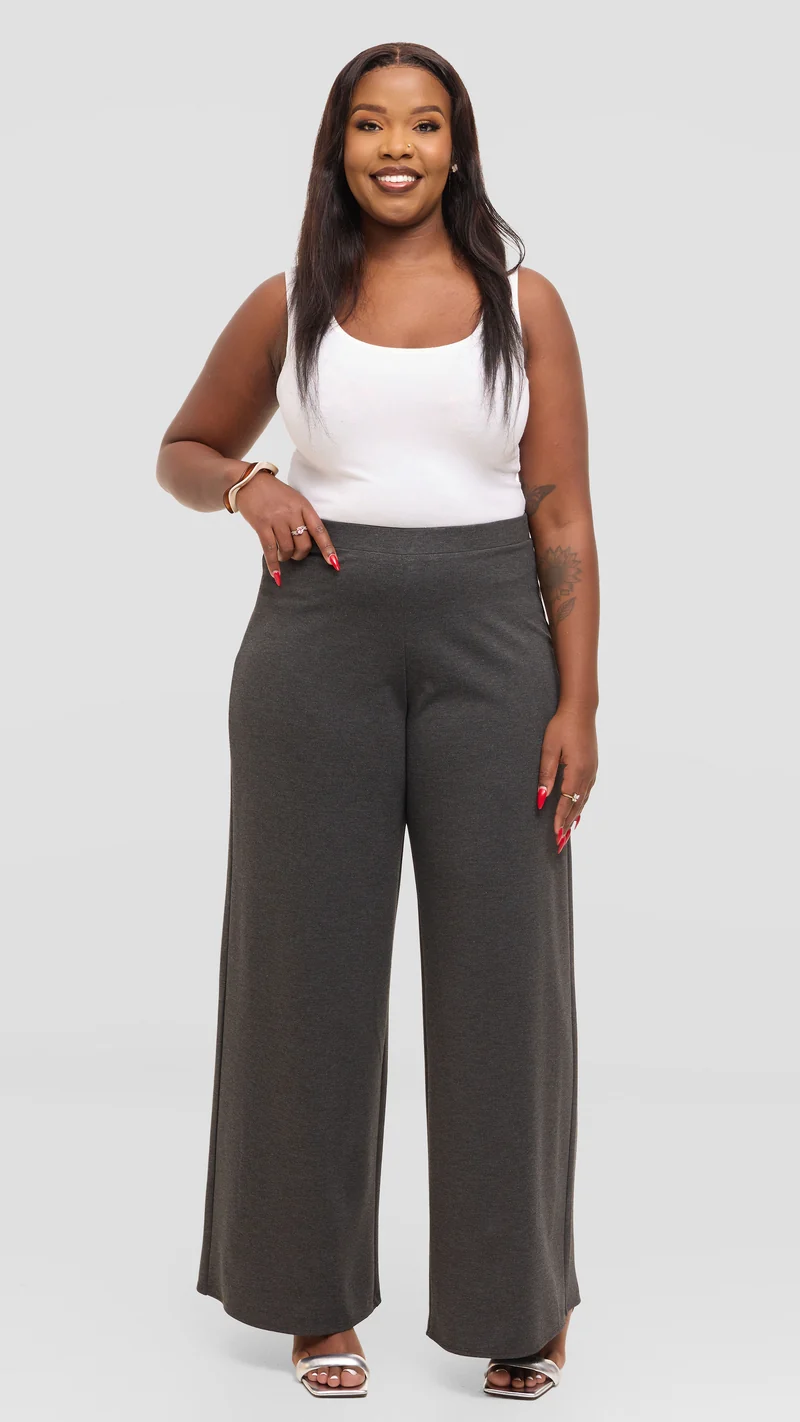Vivo Wide Leg Pants in Ponte - Denim Black