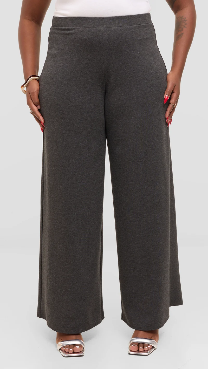 Vivo Wide Leg Pants in Ponte - Denim Black