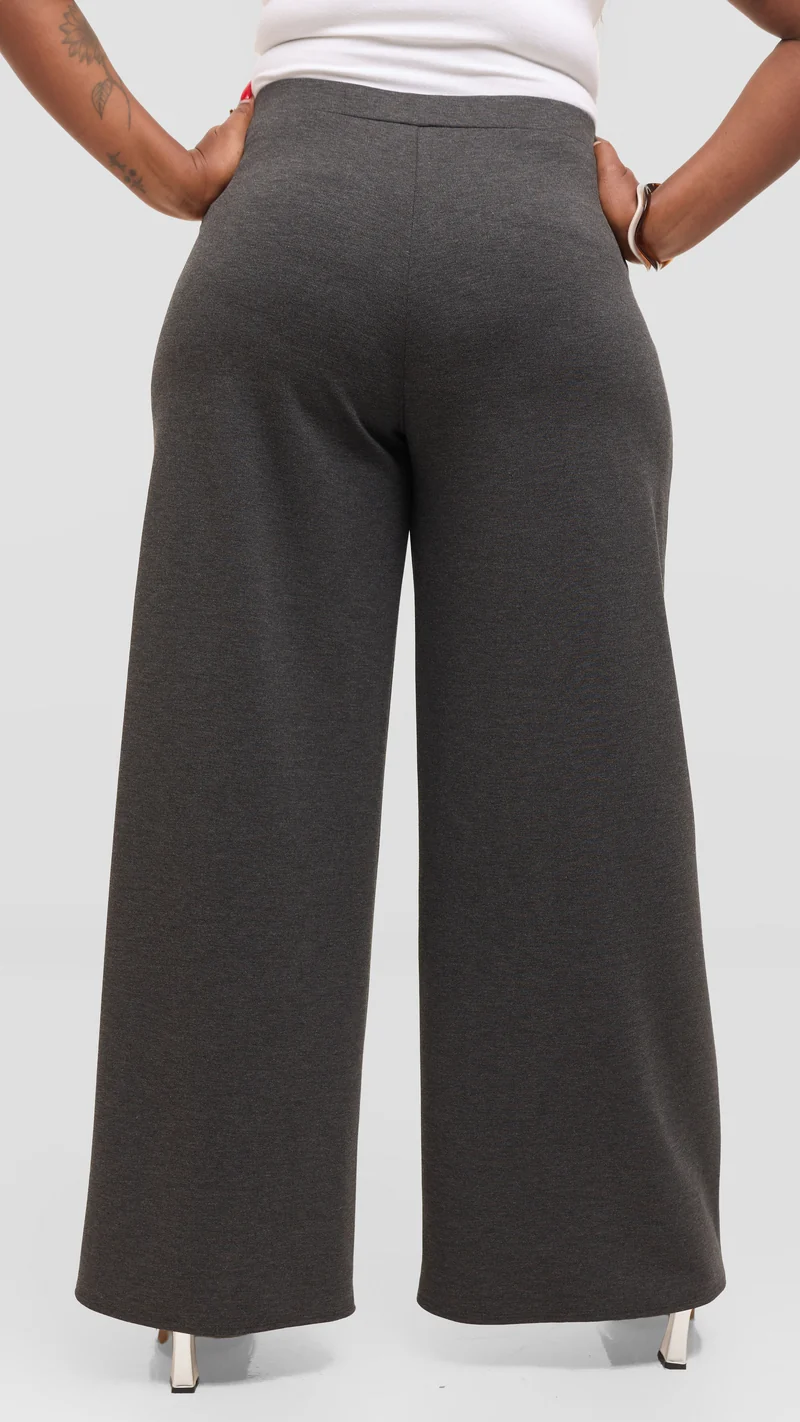 Vivo Wide Leg Pants in Ponte - Denim Black
