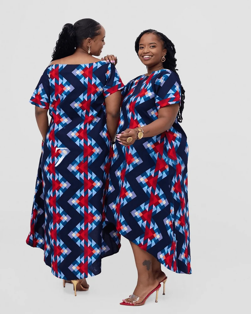 Prettygline Kali Geo High Low Dress - Blue