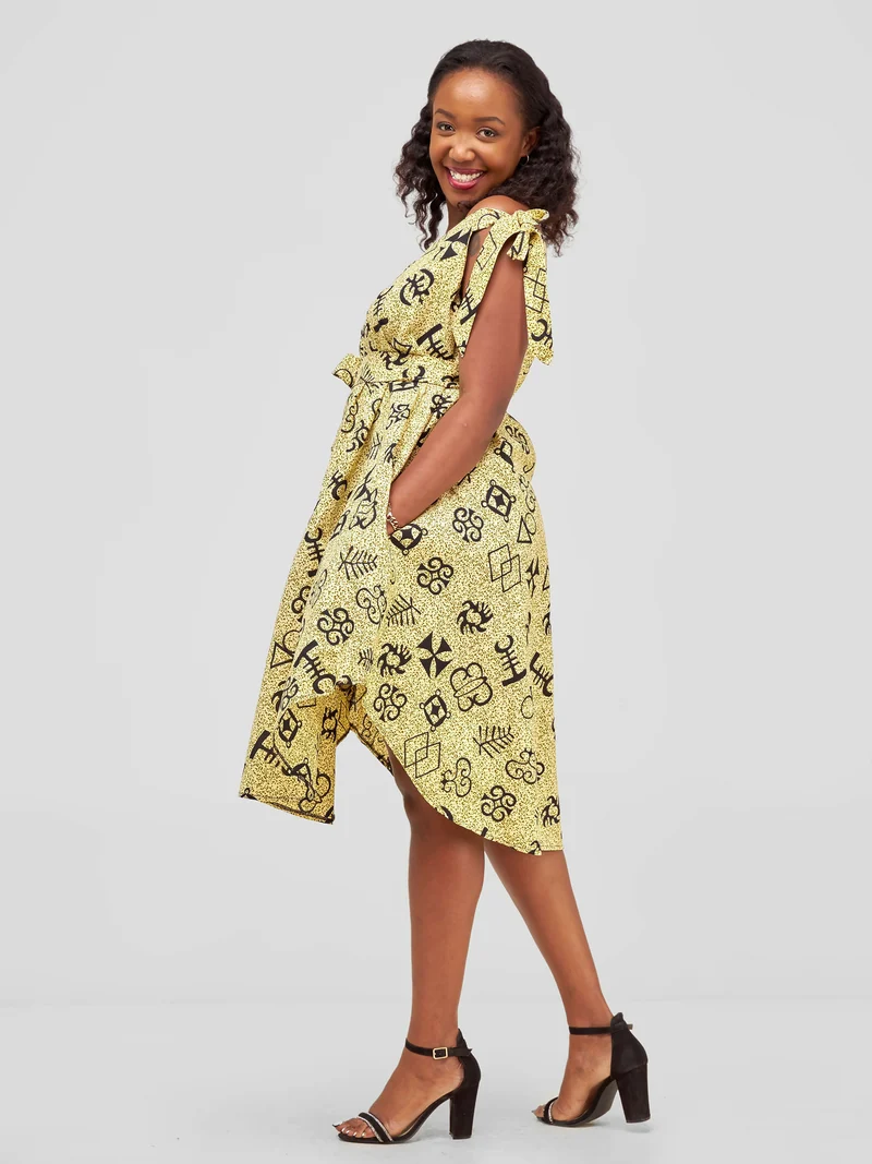 Purple Thread Benin Dress - Black Print