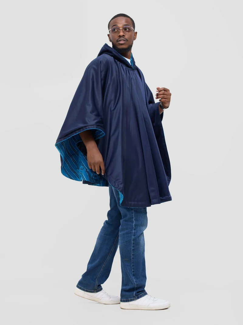 Rafiki Threads Tulia Hood Poncho - Stripped Blue