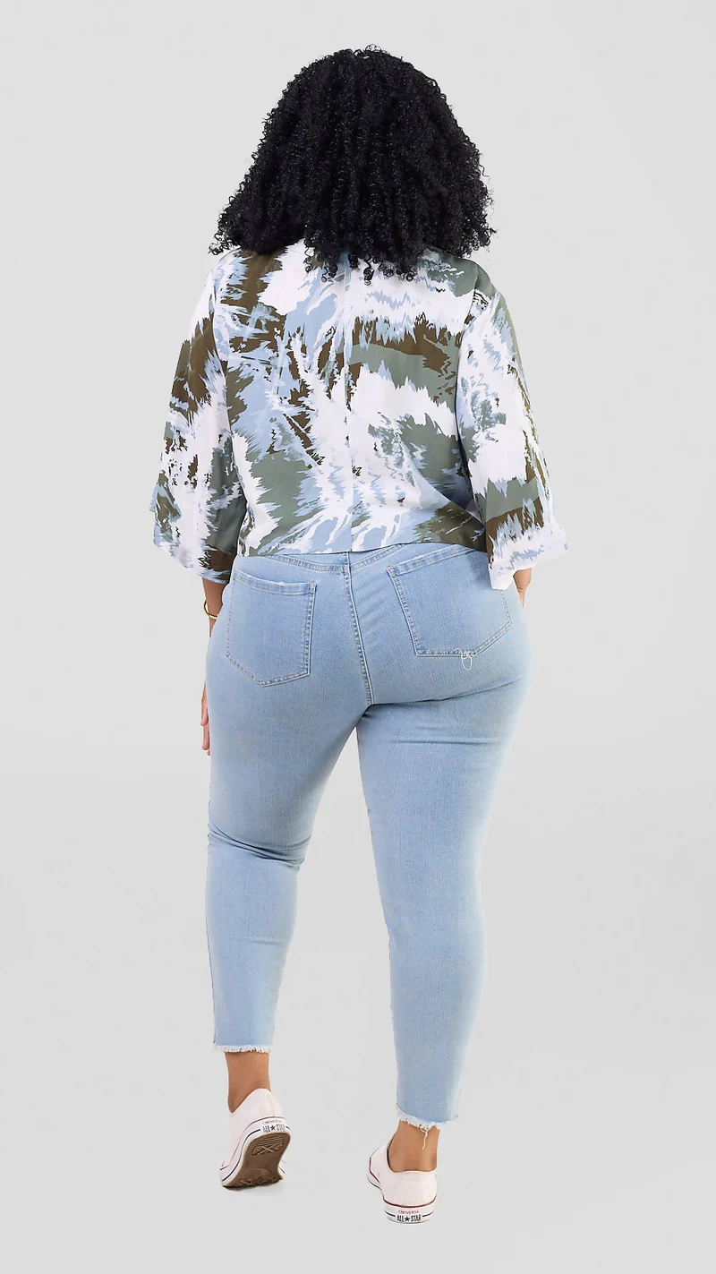 Pure Buxom Abstract Print Top – Blue