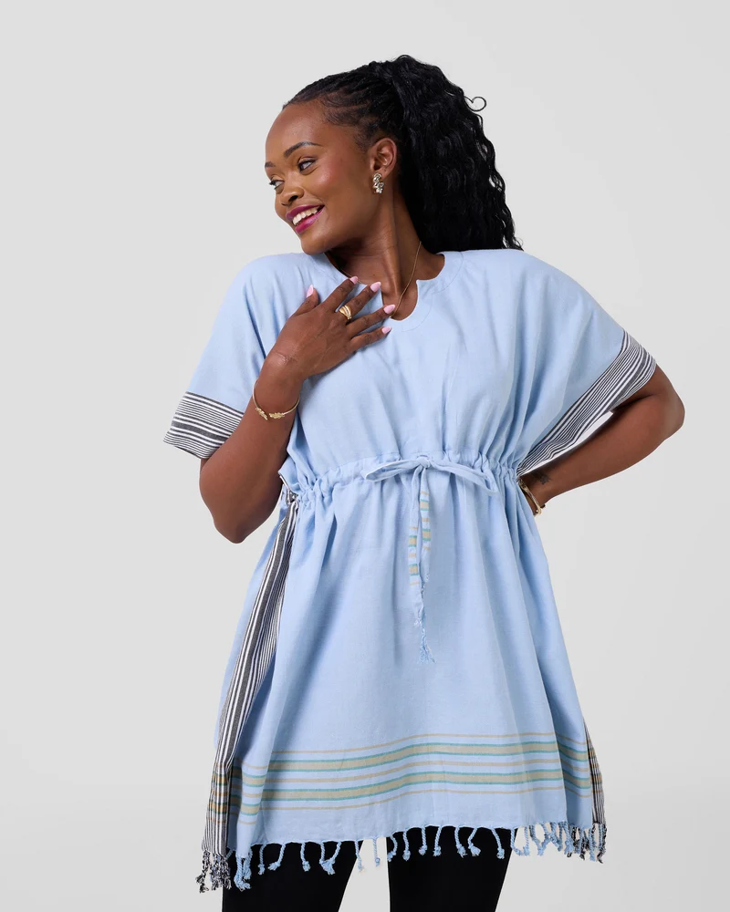 Rafiki Threads Kikoy Summer Dress - Light Blue