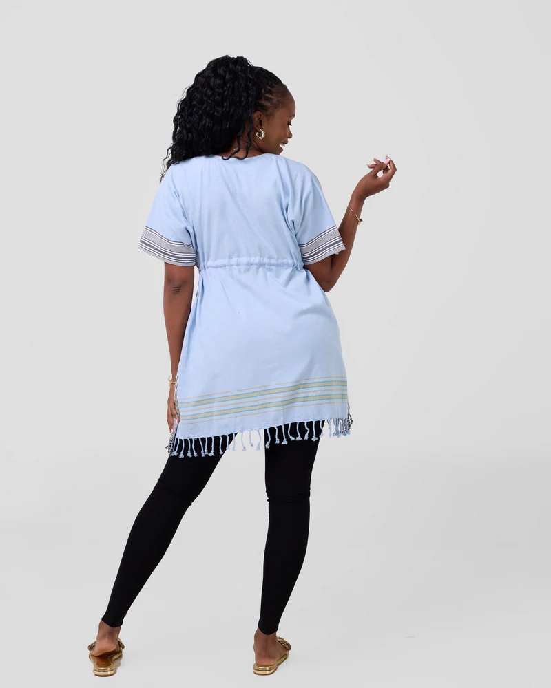 Rafiki Threads Kikoy Summer Dress - Light Blue