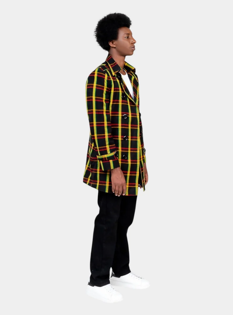 Rafiki Threads Kyro Trench Coat - Black Print