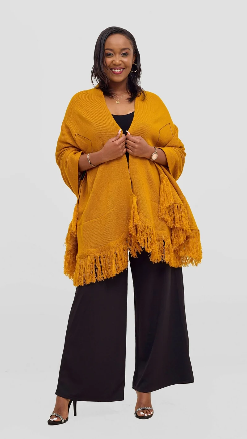 Anel's Diamond Poncho - Mustard