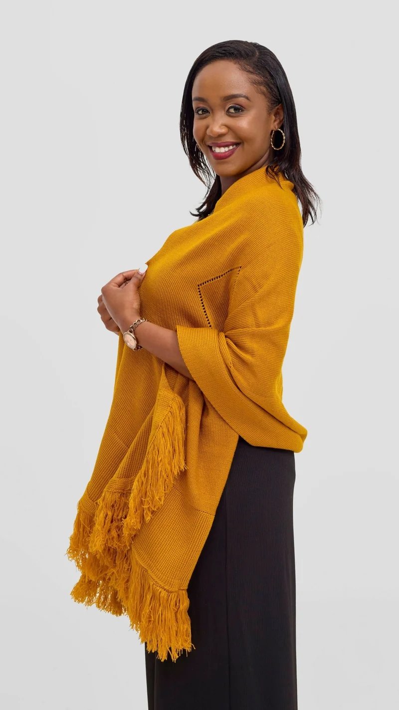 Anel's Diamond Poncho - Mustard