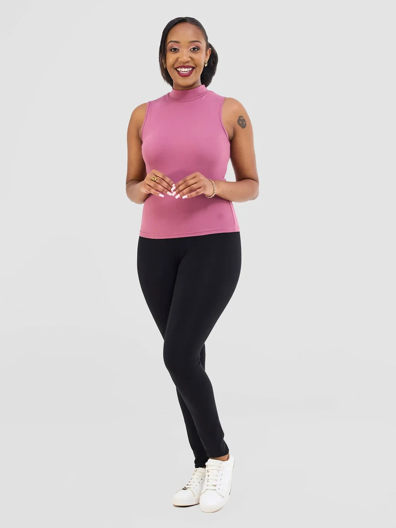 Anel's Knitwear Sleeveless Turtle Neck Top - Purple