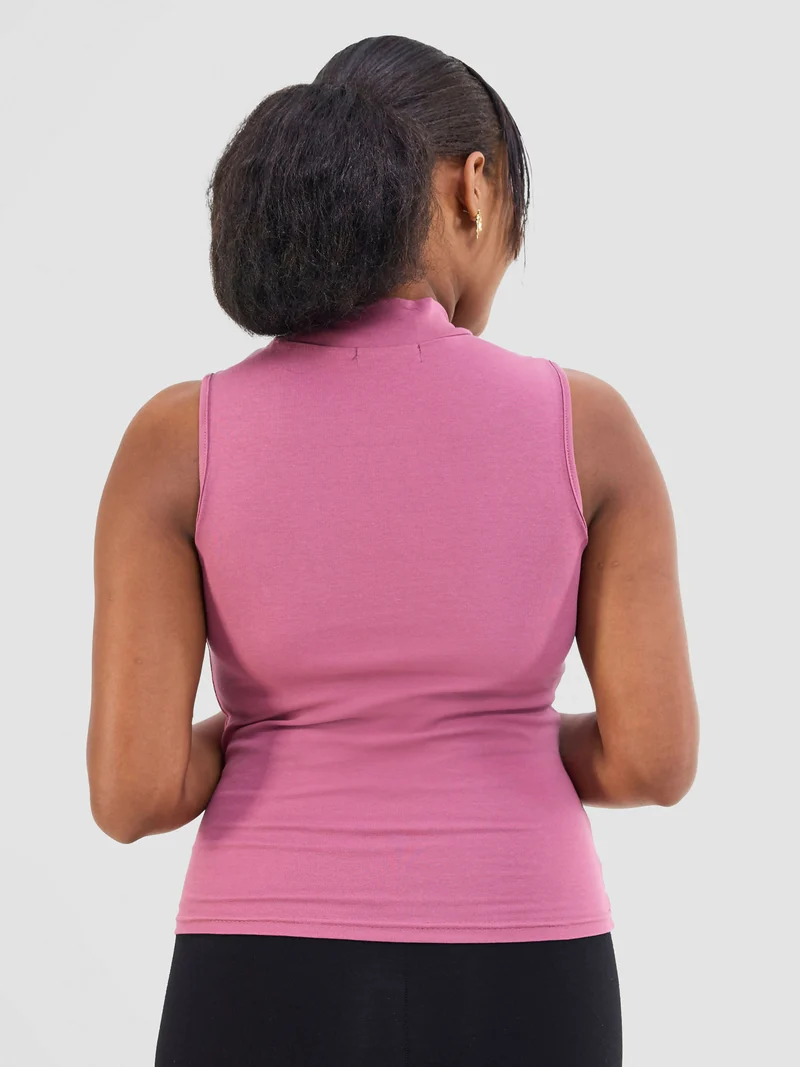 Anel's Knitwear Sleeveless Turtle Neck Top - Purple