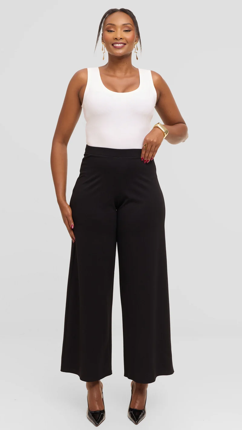 Vivo Wide Leg Pants in Ponte - Black