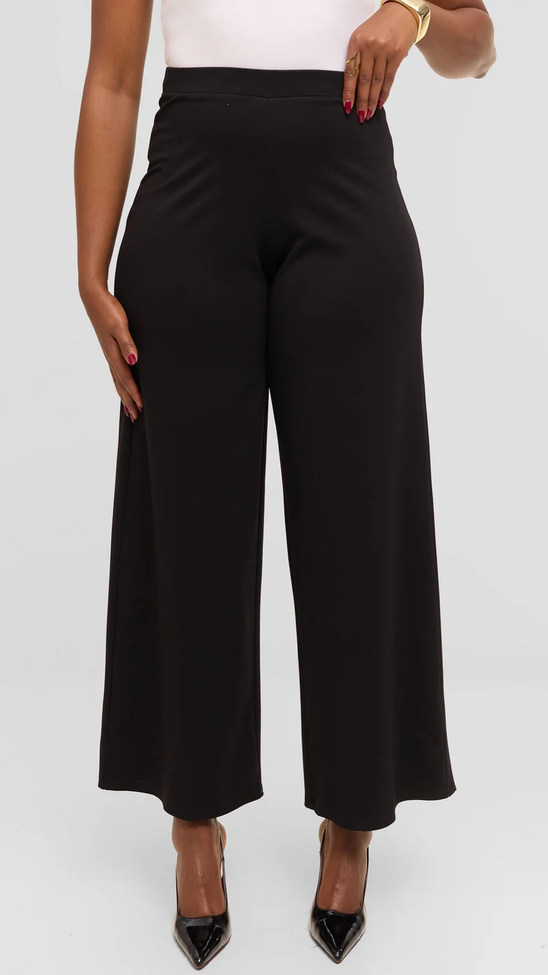 Vivo Wide Leg Pants in Ponte - Black