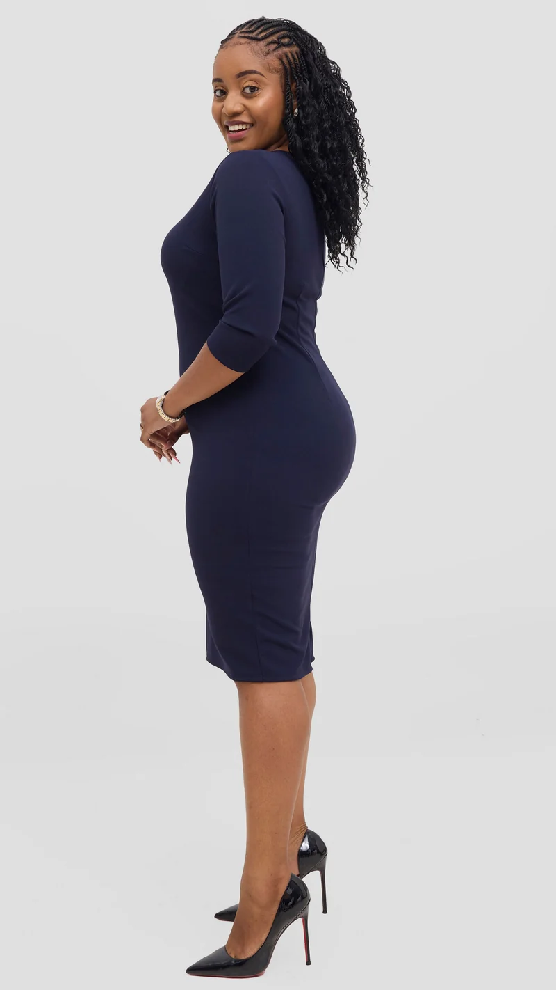 Vivo J.O V-Neck Sheath Dress - Navy Blue