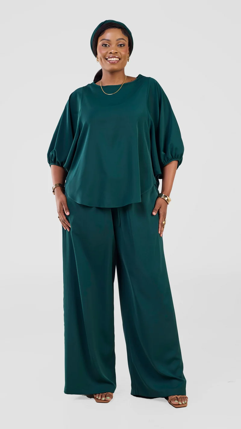 Vivo Seli Wide Leg Pants - Dark Green
