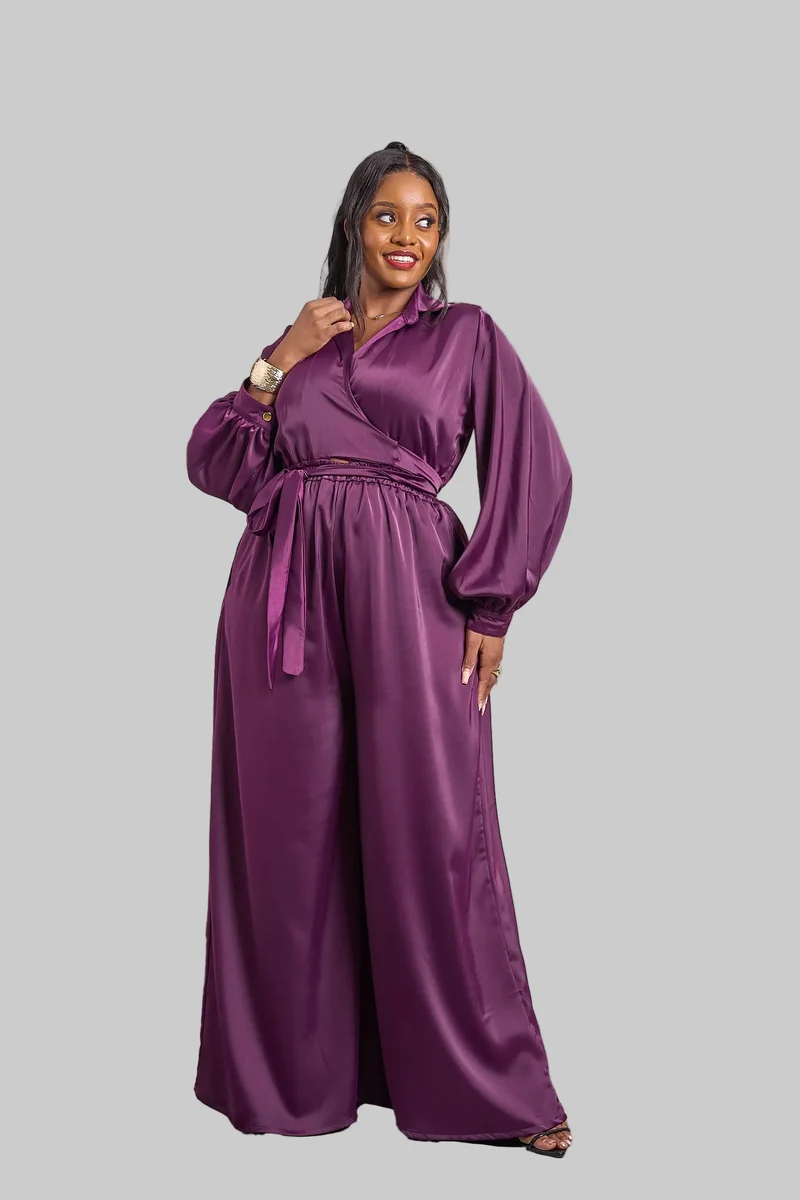 Noelle Wide Leg Jumpsuit - Purple