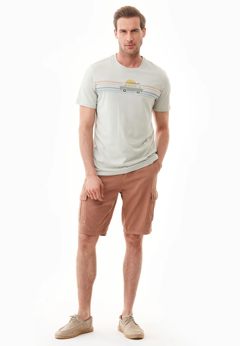 T-Shirt aus Bio-Baumwolle mit Wagen-Print