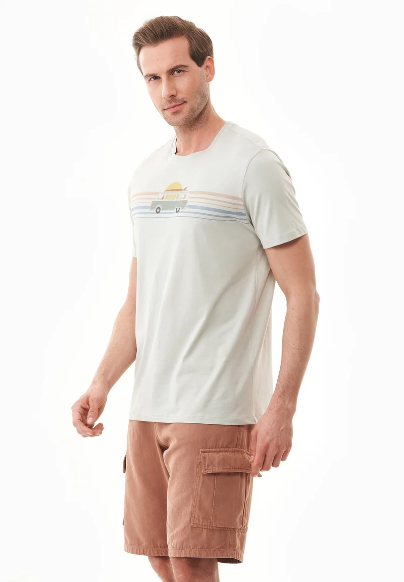 T-Shirt aus Bio-Baumwolle mit Wagen-Print