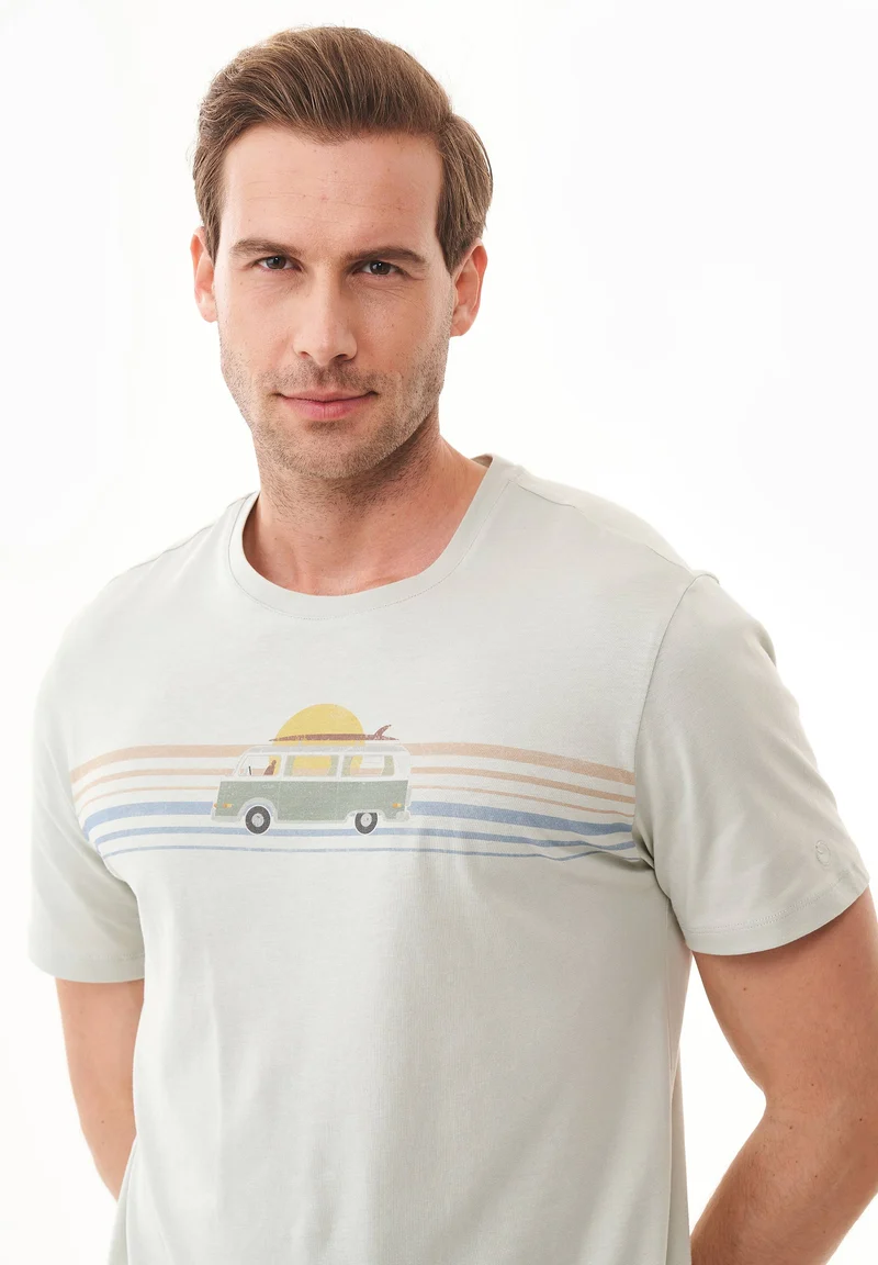 T-Shirt aus Bio-Baumwolle mit Wagen-Print