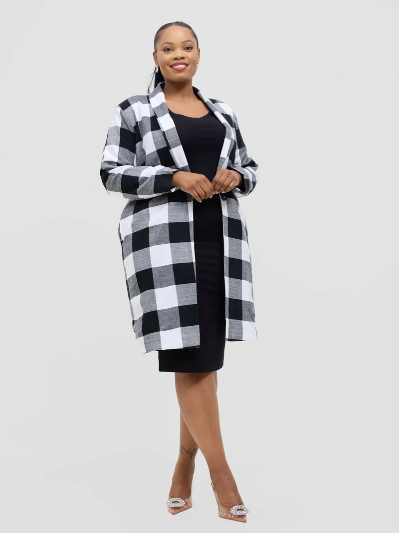 Rafiki Threads Trendy Gown Jacket - Black / White