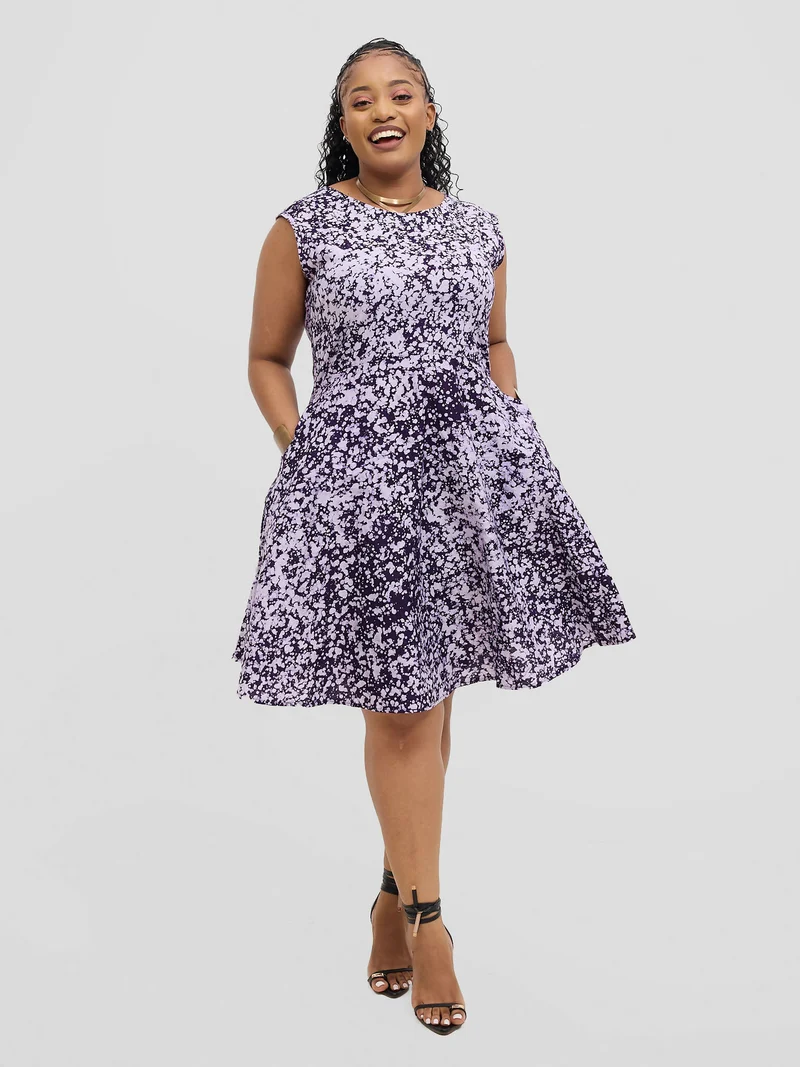 The Fashion Frenzy Raha Skater Dress - Purple