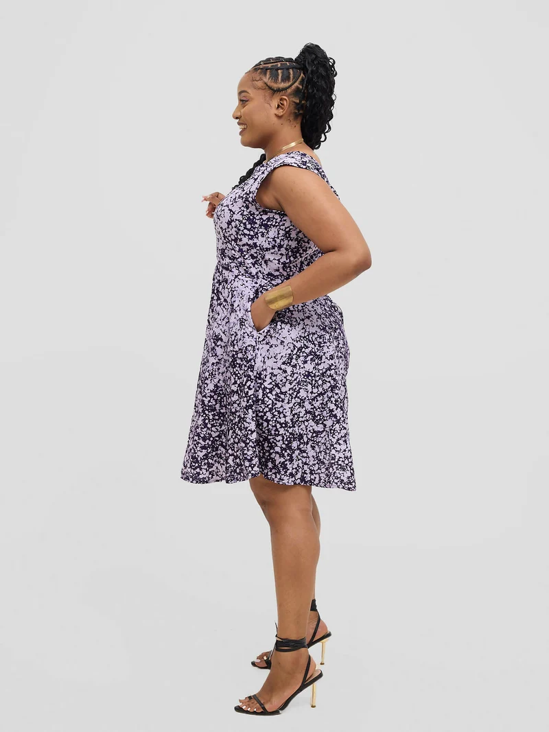 The Fashion Frenzy Raha Skater Dress - Purple