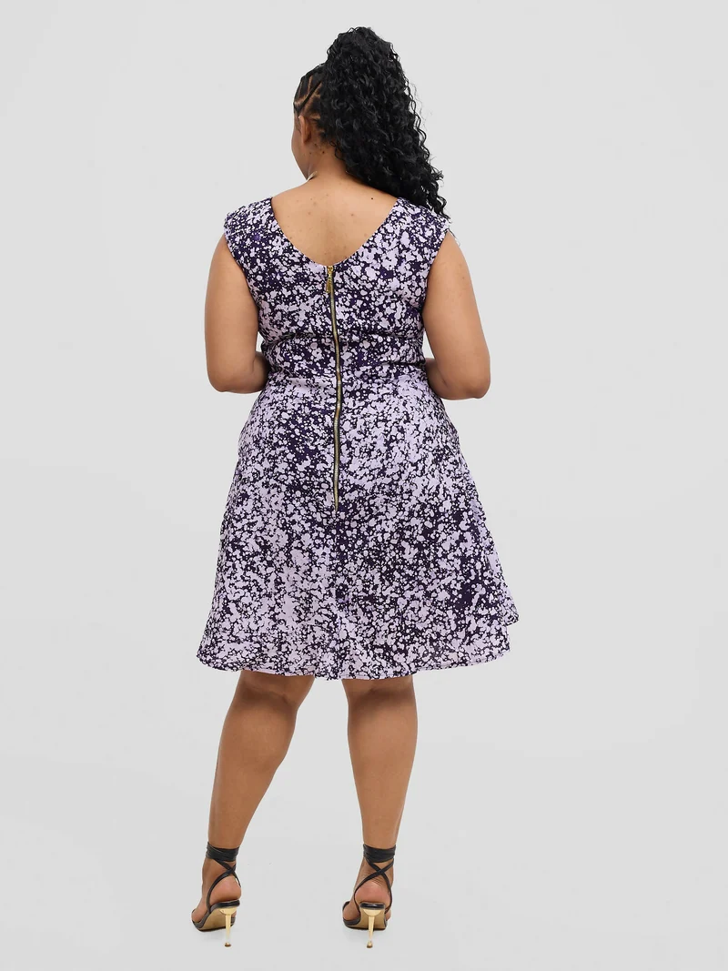 The Fashion Frenzy Raha Skater Dress - Purple