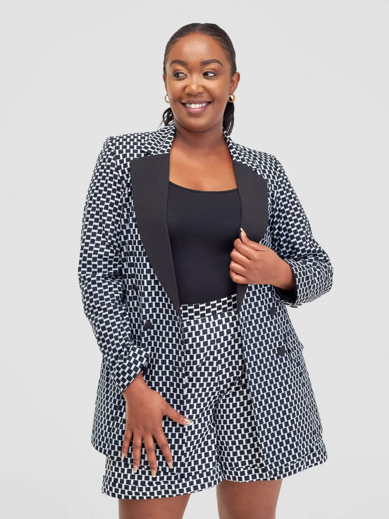 WSC Pambo SBV Ankara Shorts Suit - Black / White
