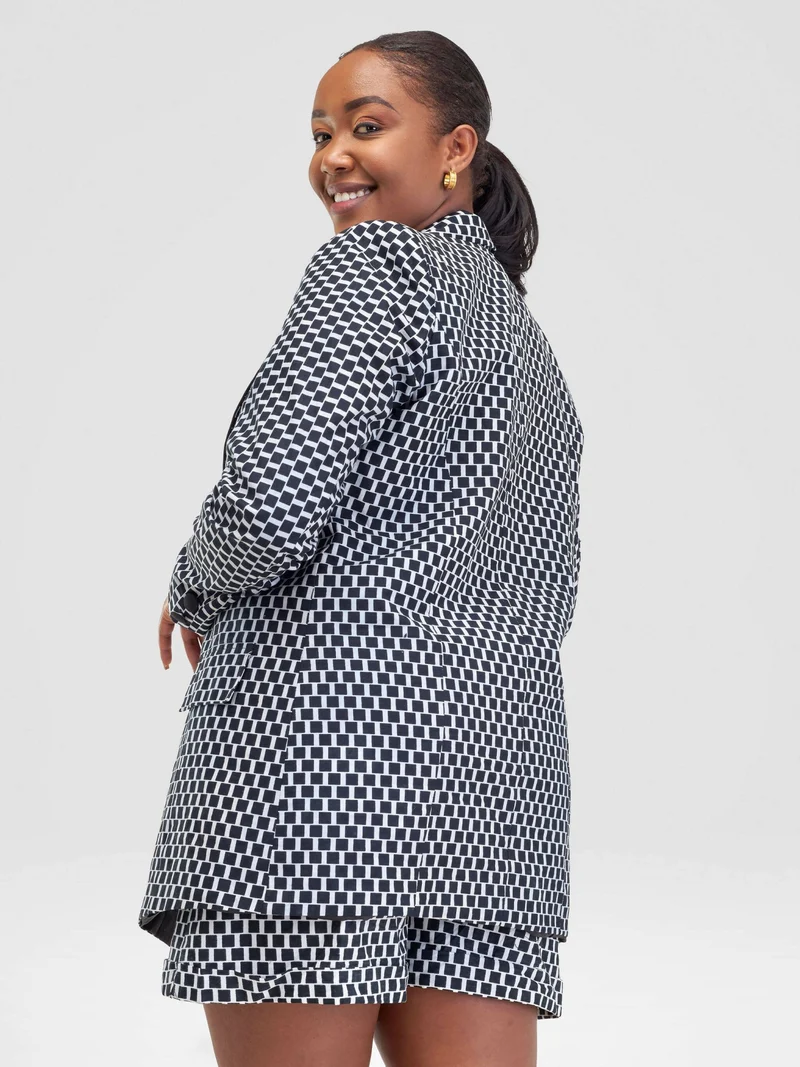 WSC Pambo SBV Ankara Shorts Suit - Black / White