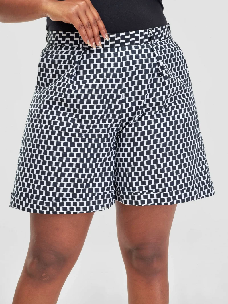 WSC Pambo SBV Ankara Shorts Suit - Black / White