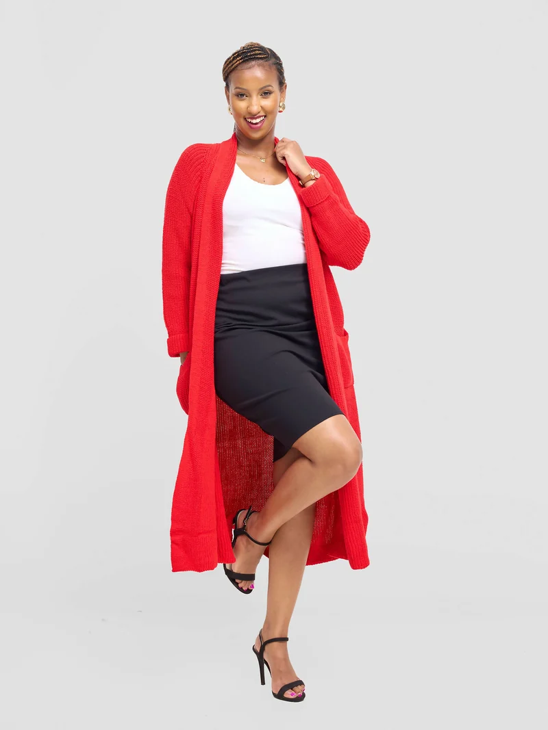 Anel’s Knitwear Midi Sweater - Red